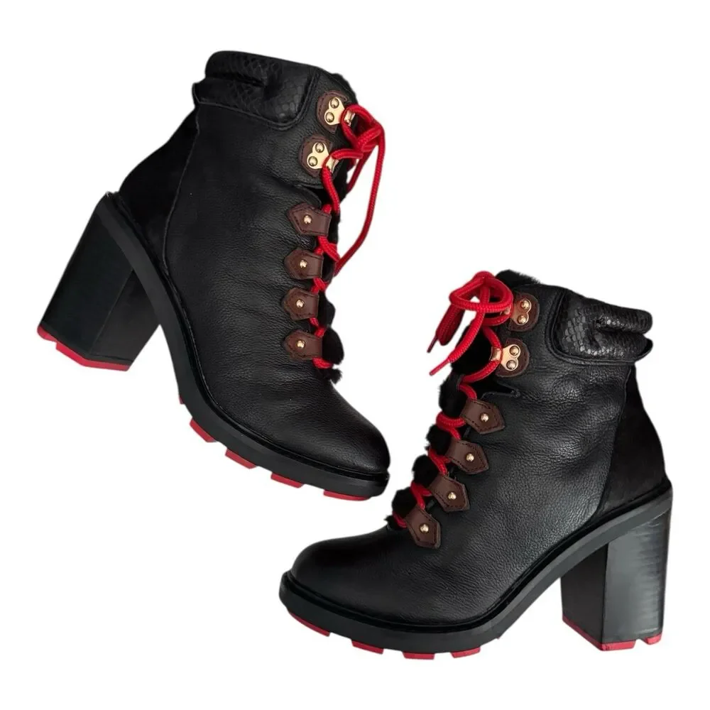 Aldo Meghan Women’s Size 9 Ankle Stacked Heel‎ Booties Black Leather